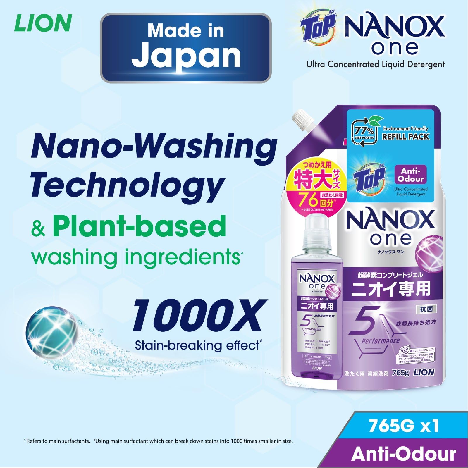 Amazon | ライオン NANOX one ニオイ専用 詰替特大 820g | LION | 液体洗剤