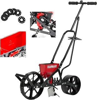 Chapin 8701B Push Garden Seeder Planter: 6 Seed Plates for 20+ Varieties, Zinc Plow, Row Marker, Steel Frame