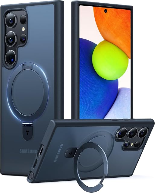 TORRAS Etui na telefon Samsung Galaxy S24 Ultra 5G do stojaka MagSafe (nr 1 siła magnetyczna, ochrona wojskowa), odporne na uderzenia, zarysowania, etui Ostand All-in-One, czarne