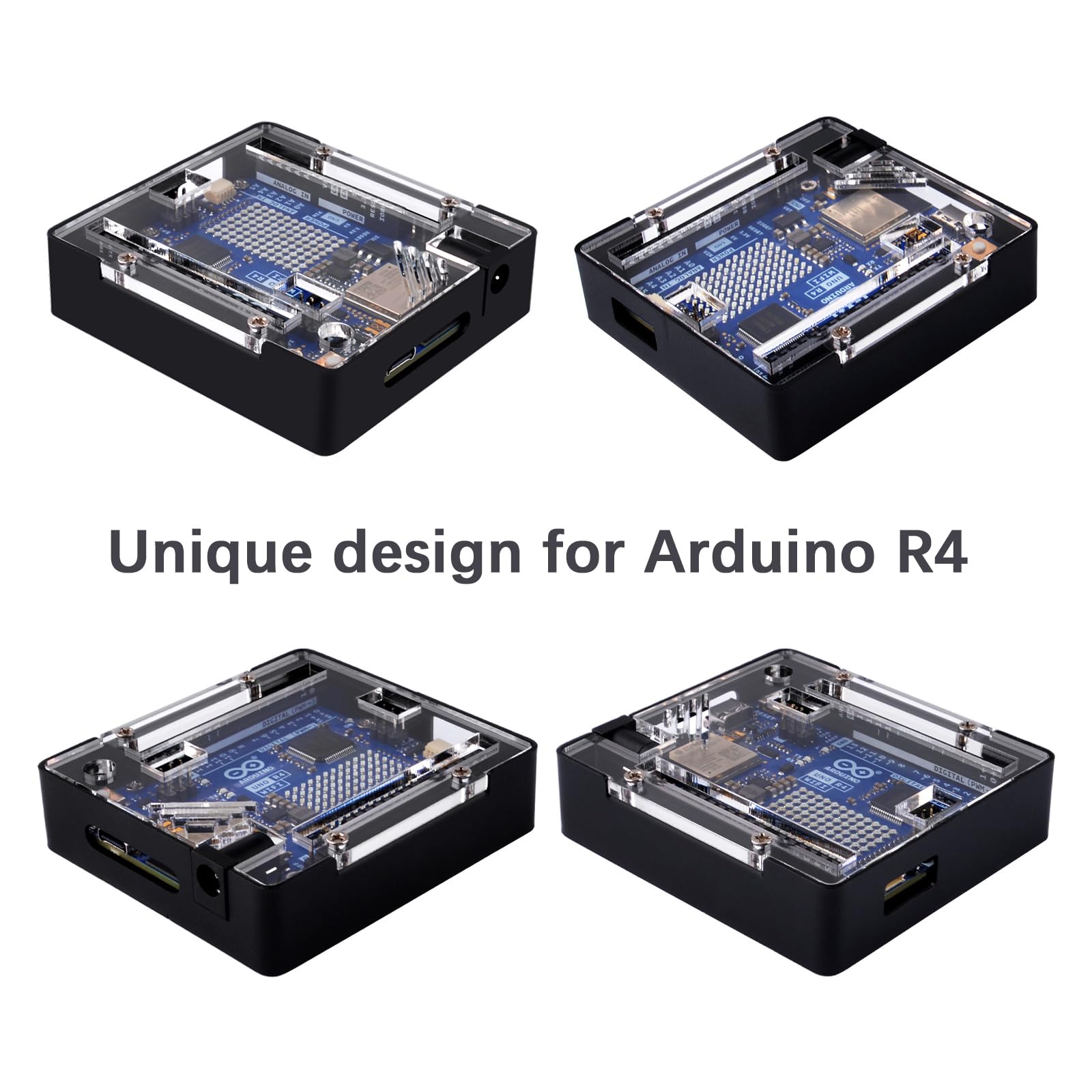GeeekPi Student Starter Kit per Arduino UNO R4 WiFi con scheda WiFi ufficiale UNO R4, custodia in metallo con copertura acrilica trasparente, scheda di prova a 400 fori, cavo USB-C