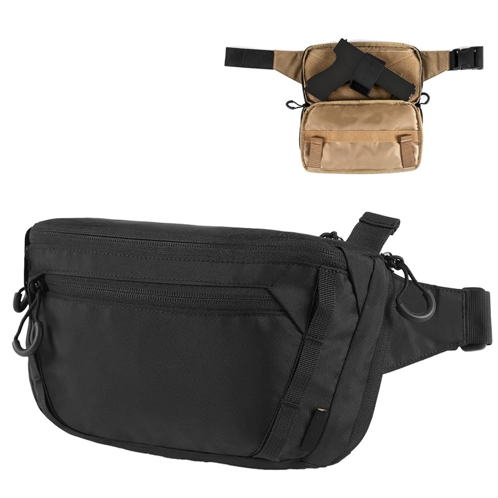 Táctica CCW Riñonera - Portación Oculta Bolsa Cintura con Cinturón Ajustable Funda Universal Pistola Riñonera Uso Diario Equipo Viaje Actividades Al Aire Libre