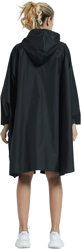 salamra Rain Poncho Jacket - Hooded Waterproof Raincoat with Pocket for Women Men Adults