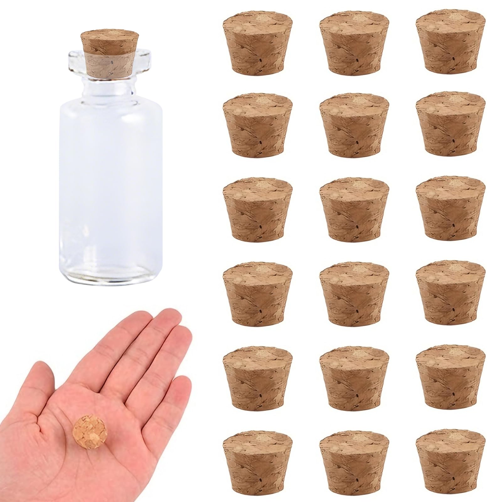 INCREWAY 480pcs Mini Tapered Wooden Cork Bung Stopper, Replacement Mini Tapered Cork Plug Tops Suitable for DIY Crafts, Jars and Bottles（14 * 11 * 10mm）