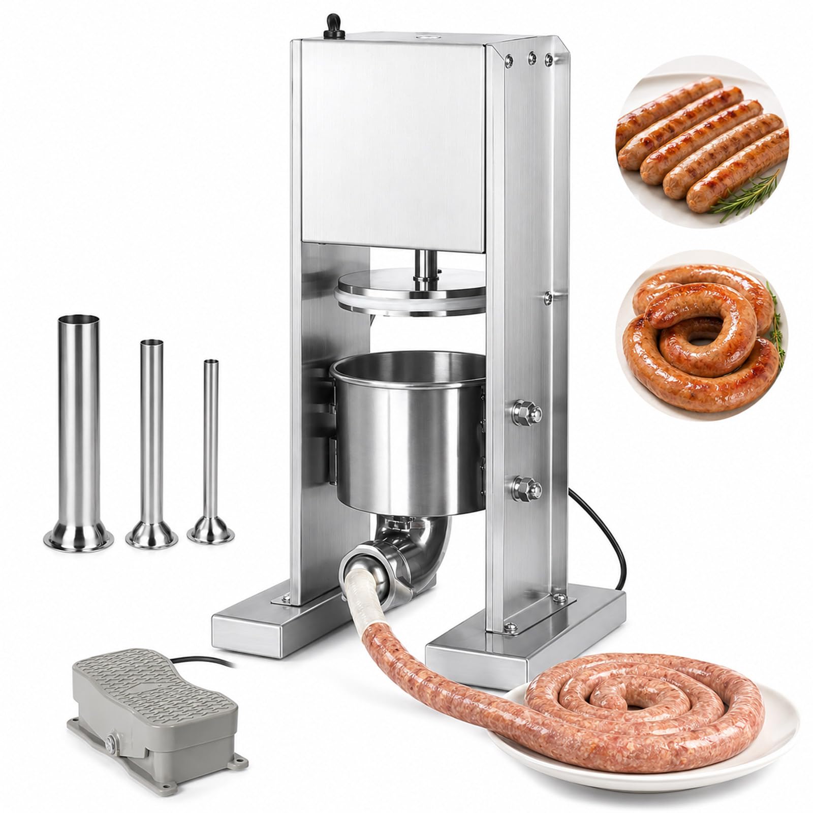 Insaccatrice elettrica, 2L con cilindro estraibile per pulizia 4L | Configurazione verticale da banco, utilizza l’altezza invece di una base ampia e lascia spazio ai lati per gli accessori