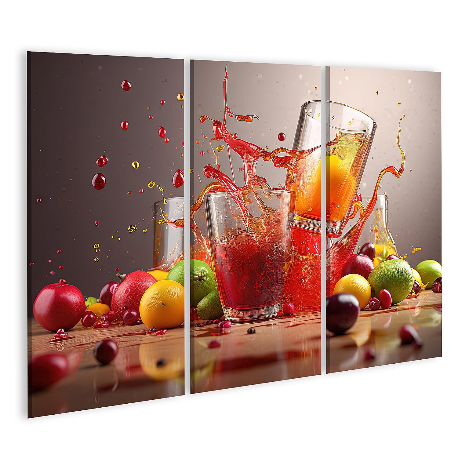islandburner Prime - Quadro su tela con succo di frutta, frutti di bosco, tavolo, bevande, siringhe dolci, bio, cocktail, poster