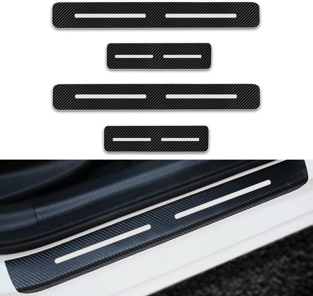 Door Sill Protection Sticker Reflective Paint Protection Film for Civic CR-V NSX Jazz HR-V Door Sill Protectors White Pack of 4