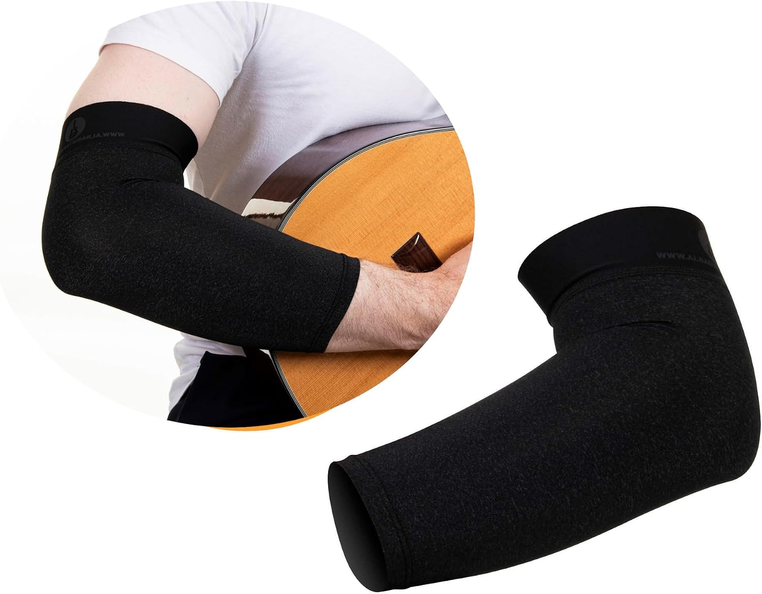 Grey short arm sleeve for guitarists, for Classical, Flamenco, Electric guitar players, Size Small/Medium