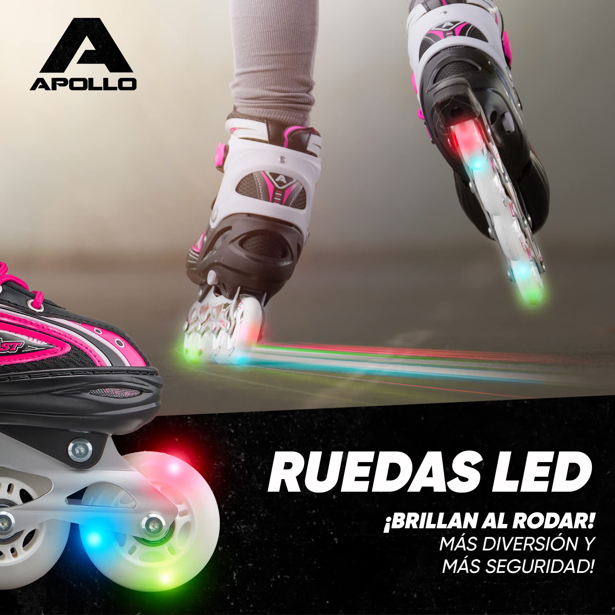 Apollo Patines en Línea Niña y Niño Super Blades X Pro – Patines en Línea Disponibles en Tamaño S, M, L – Patines de Ruedas LED - Cómodos Patines Niña o Niño, Ideales para Principiantes - 4