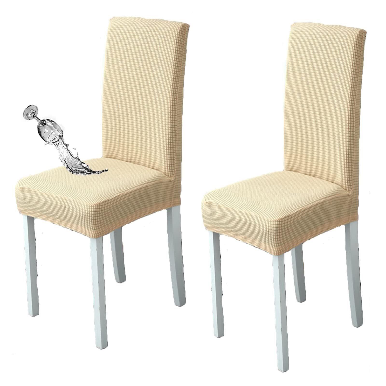 NMVAWIPT Waterproof Dining Chair Covers With Elastic Hem, Stretch Removable Washable Seats Slipcovers(21#,2pcs)
