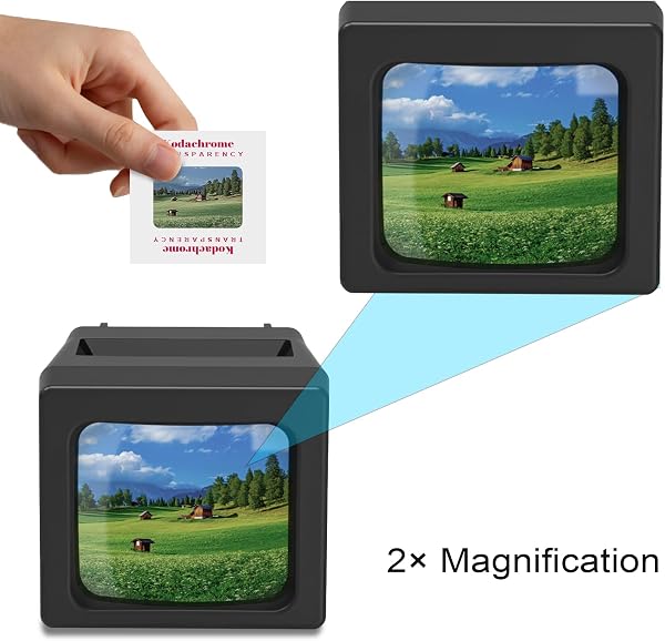 35mm Slide Viewer, 2X Magnification and LED Lighted Illuminated Viewing Slide Projector for Old Slides (2AA Batteries included) - 2