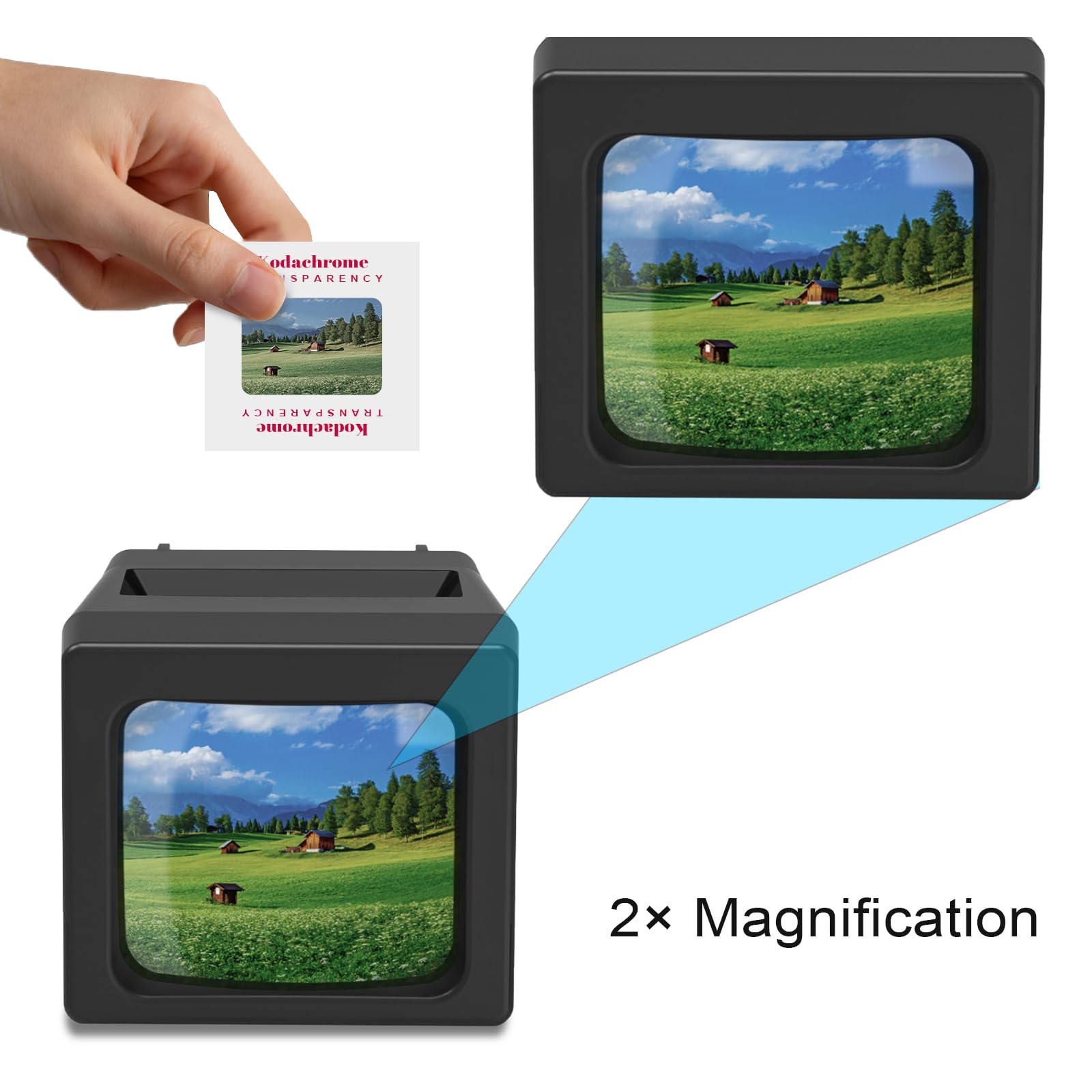 Visor de películas y Diapositivas de 35 mm, Aumento 2X y con luz LED para Diapositivas Antiguas y Negativos de película de 35 mm (2 Pilas AA Incluidas)