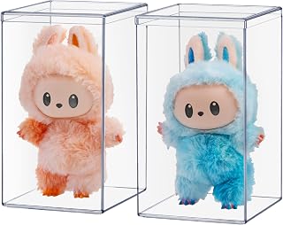 STORi Clear Stackable Display Cases with Lid, Set of 2 - Protect Action Figures, Figurines, Plush Toys & Collectibles, Made in USA