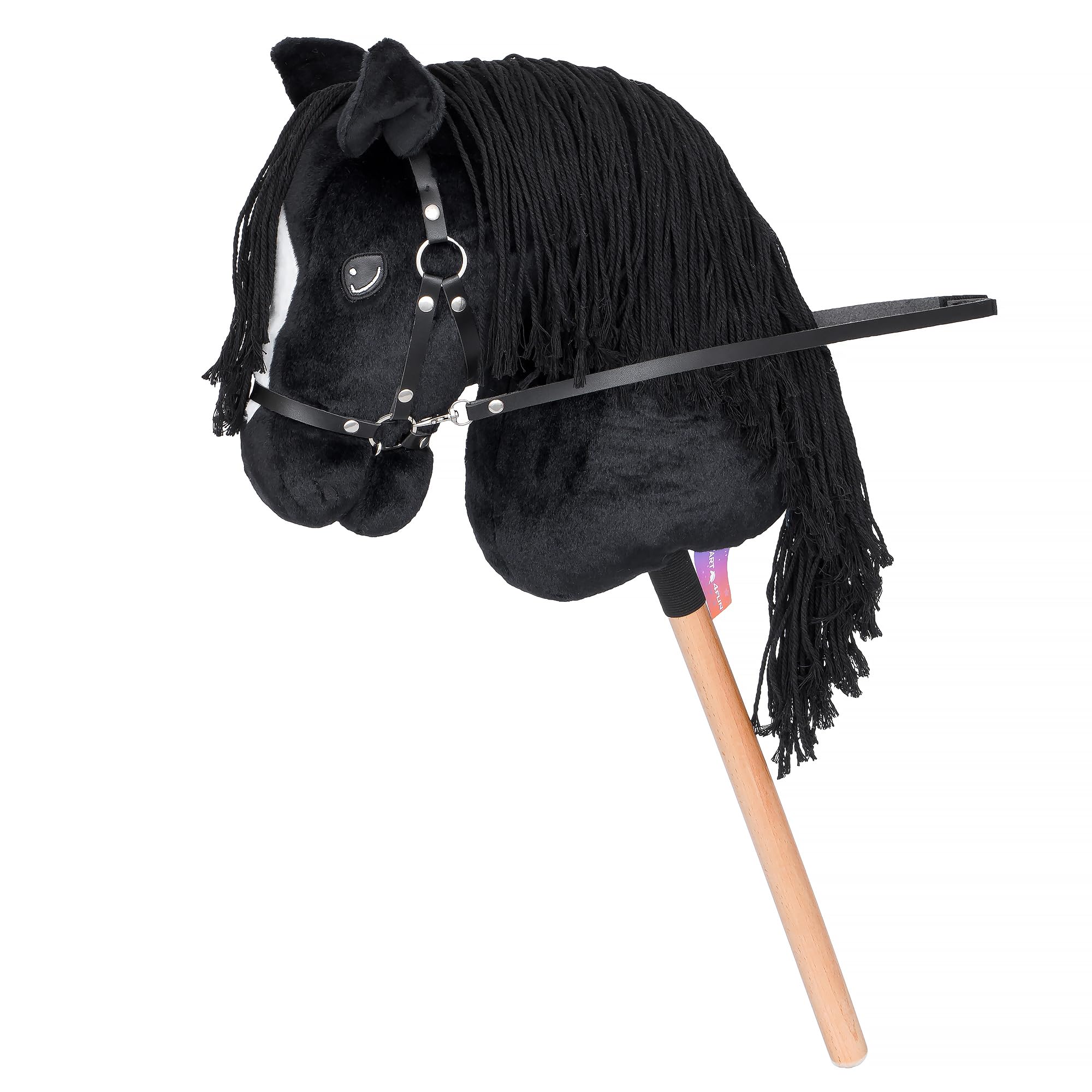 Start Hobby Horse – Cavallo con Bastone Realistico con Testa Morbida in Peluche e Lunga criniera da pettinare – Gioco Creativo e Attivo per Bambini, Regalo Perfetto (Benny (Nero) A3)