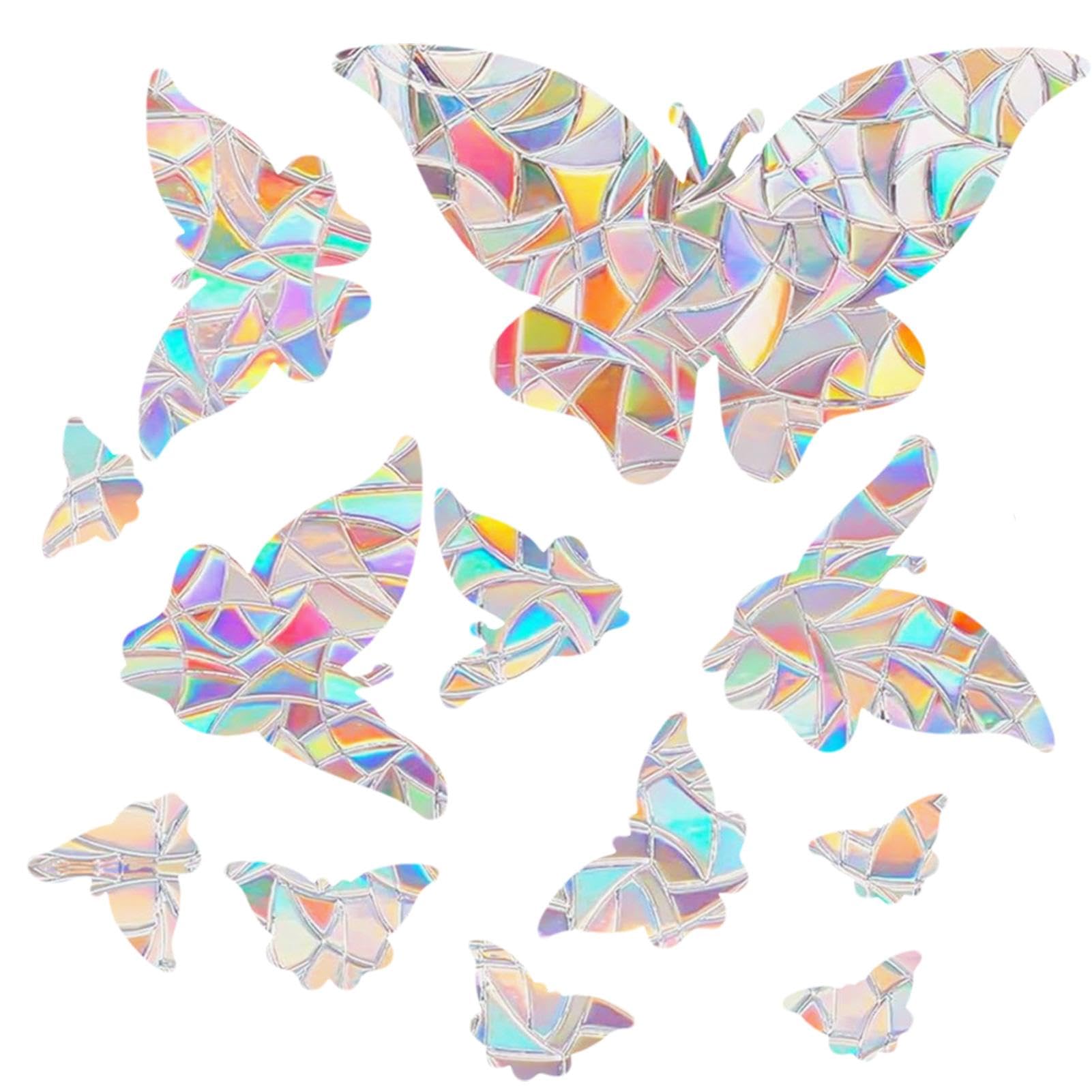 12 Pieces Bird Window Stickers Anti Collision, Window Decals for Glass, Rainbow Window Sticker, Stained Glass Window Stickers to Deter Birds, Sun Catcher Stickers for Patio Door