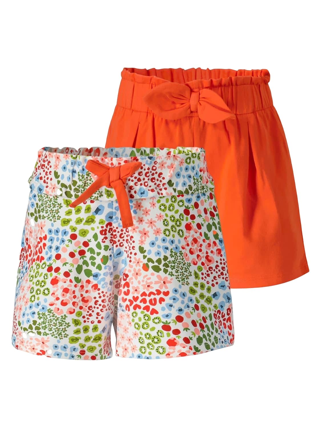 GENERICO Set 2 Shorts für Mädchen – Sommershorts mit Schleife, elastischer Bund – bequeme Kleidung für Freizeit, Urlaub und Sommeraktivitäten, Mädchen 3210