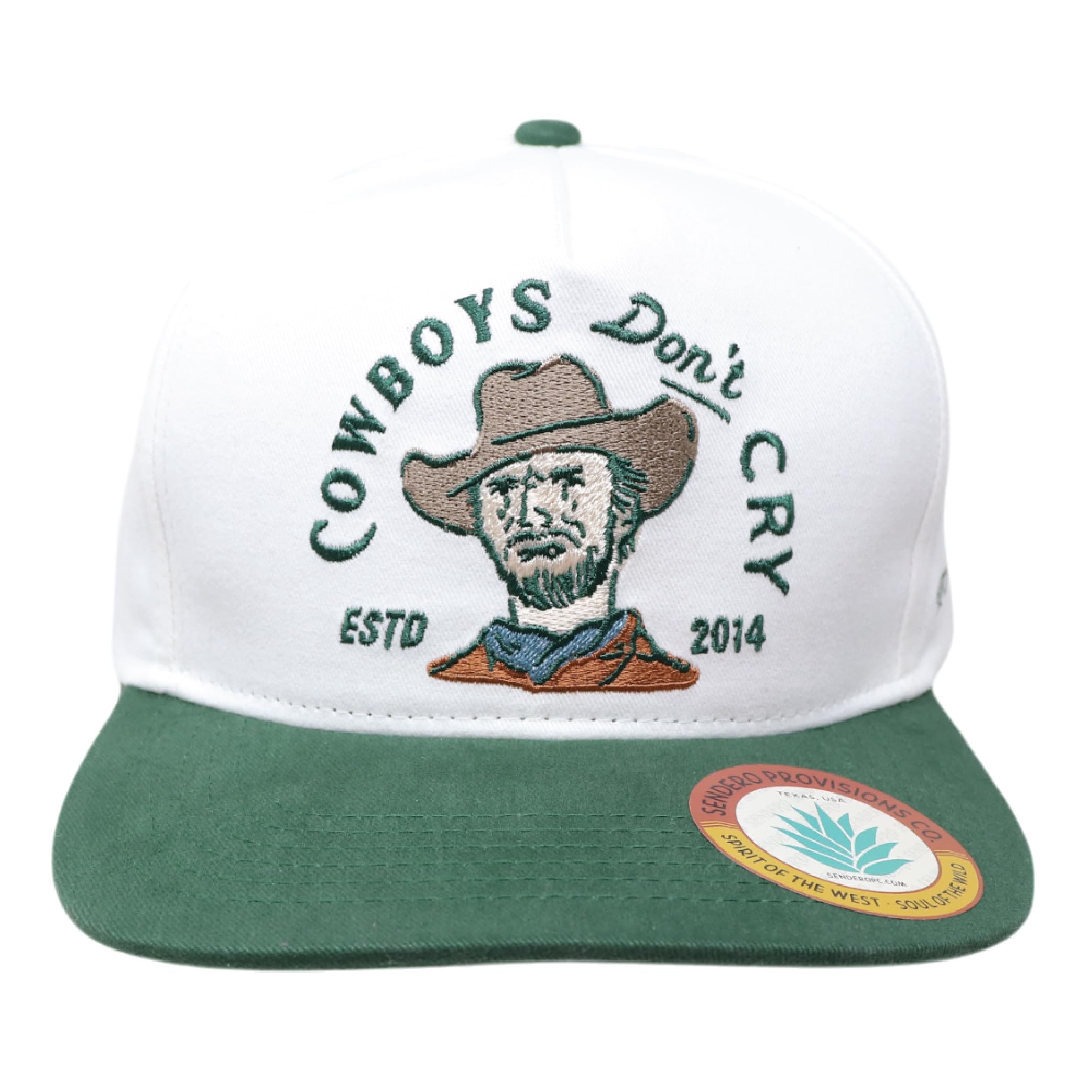 Cowboys Don't Cry Snapback Hat - White/Green