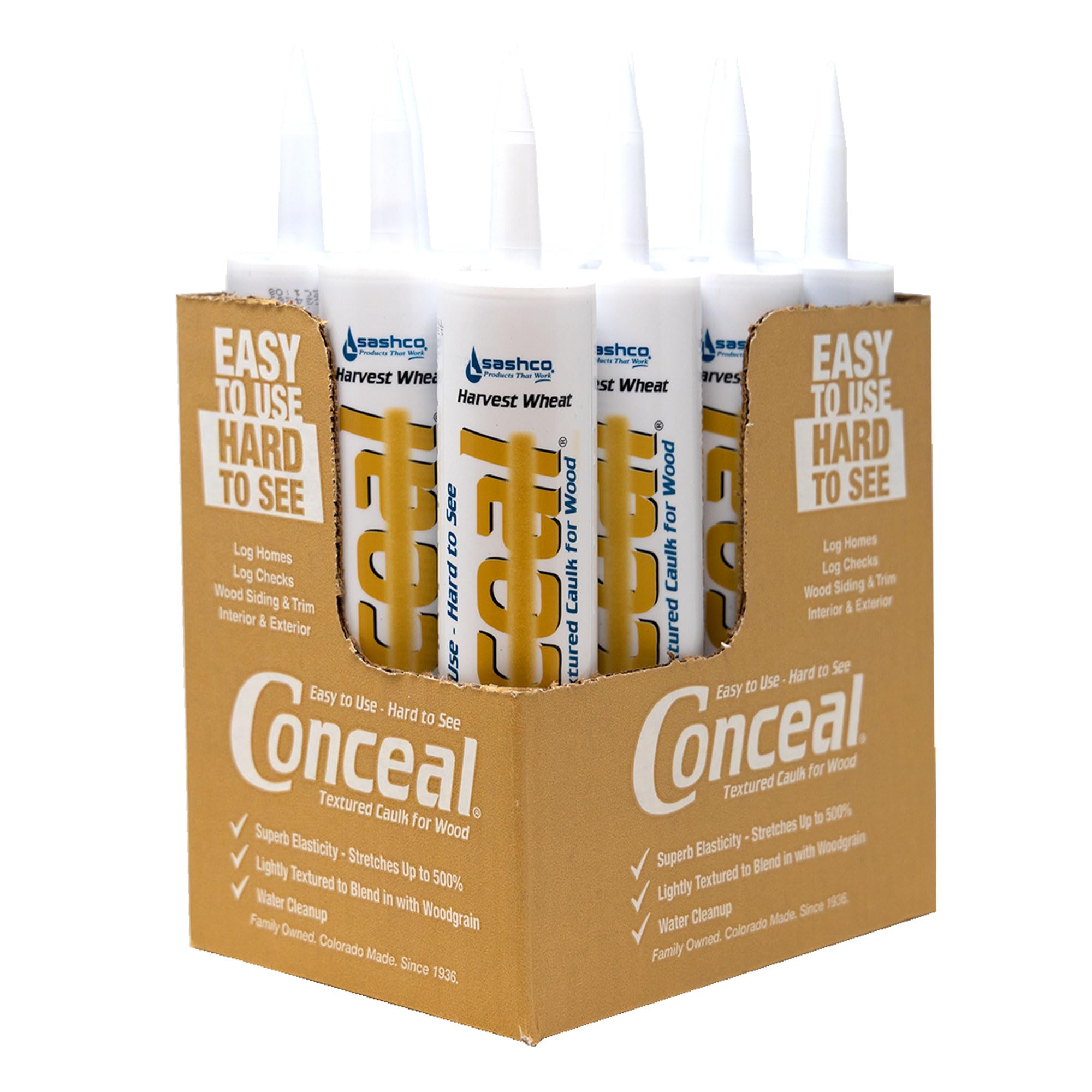 46040-12 Conceal Textured Wood Caulking, 10.5 Ounce Tube, Harvest Wheat (Pack of 12)