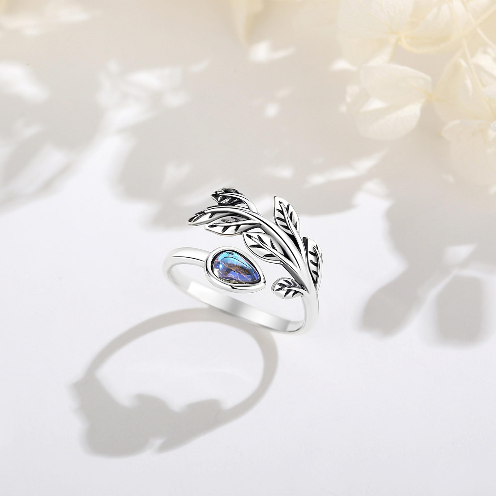 AEONSLOVE Schlange Ring Silber 925 für Damen, Lebensbaum Verstellbarer Ring für Frauen, Offener Ringe Vintage mit Blatt/Hexenknoten/Keltischer Knoten