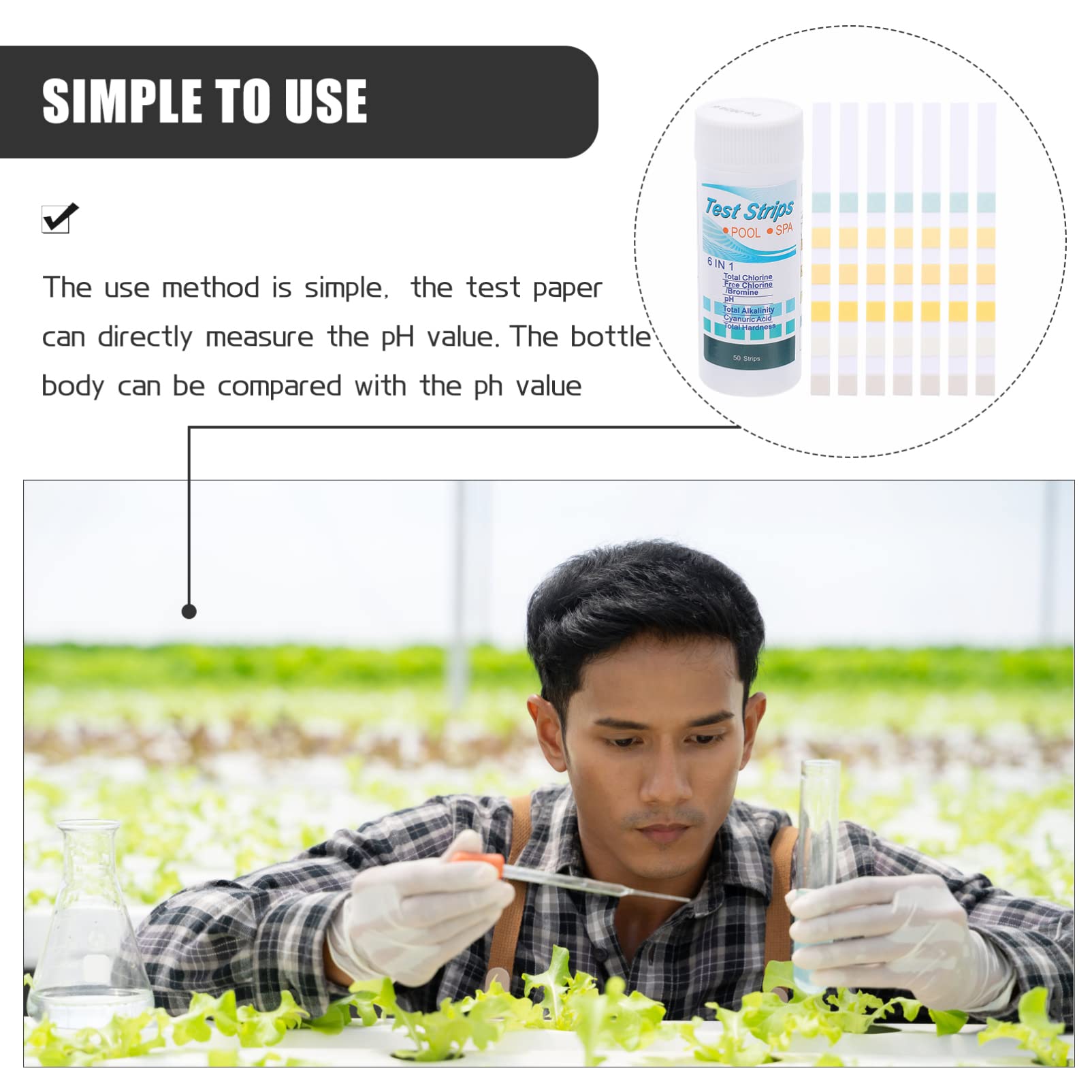 Gogogmee Pool Test Strips 50 Pack Water Quality Test Paper for Spa Swimming Pool Pond Hot