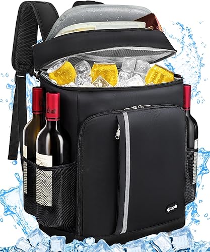 LYPULY Mochila enfriadora para 46 latas, 2 compartimentos aislados a prueba de fugas, mochila de almuerzo ligera y suave para viajes, campamento,