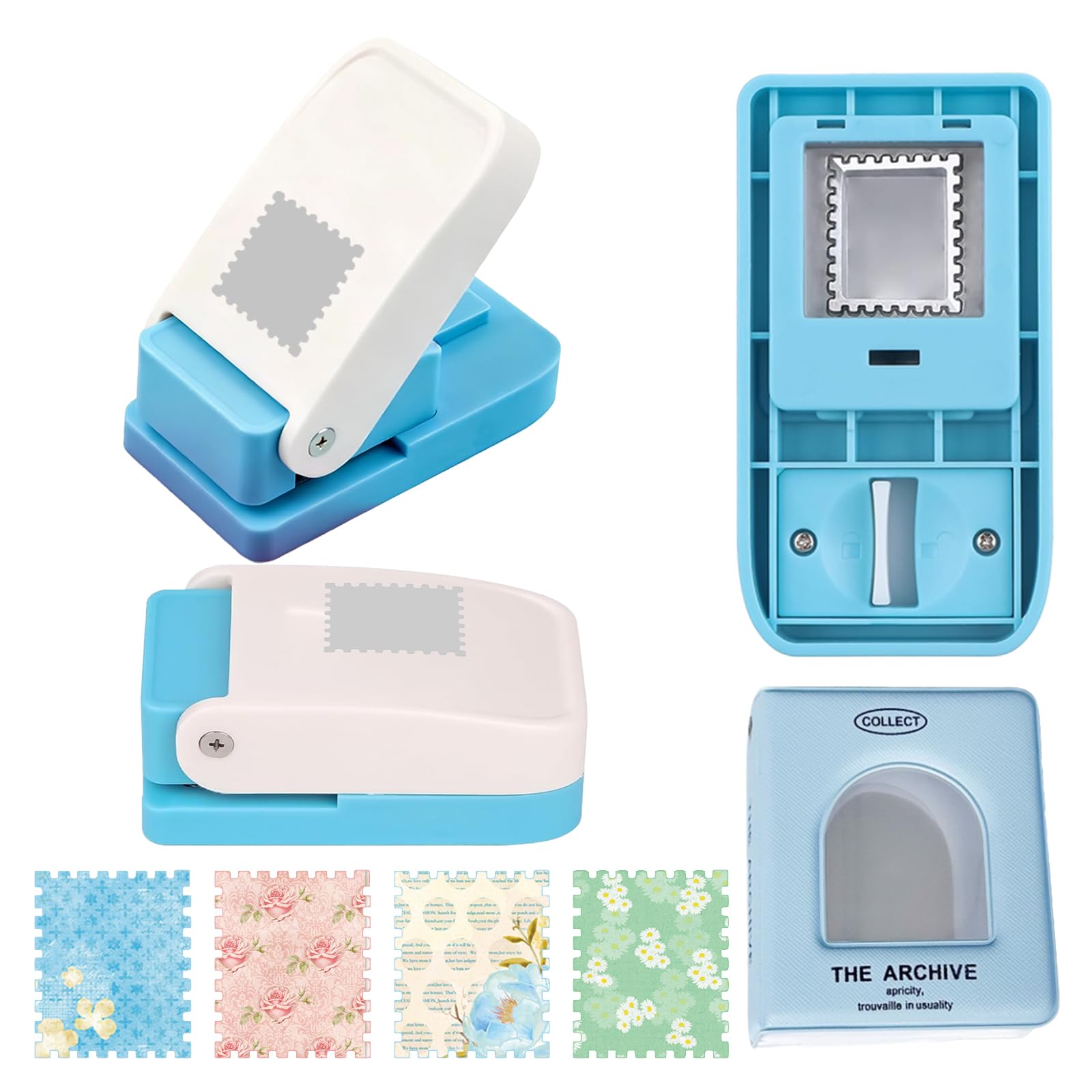 1X0.8inch Rectangular Postage Stamps Punches,Stamp Puncher,Craft Lever Punch Handmade Paper Punch with a Scrapbook Stamps Shaped Paper Punch for Paper Crafting/DIY Card Making Arts Crafts Supplies