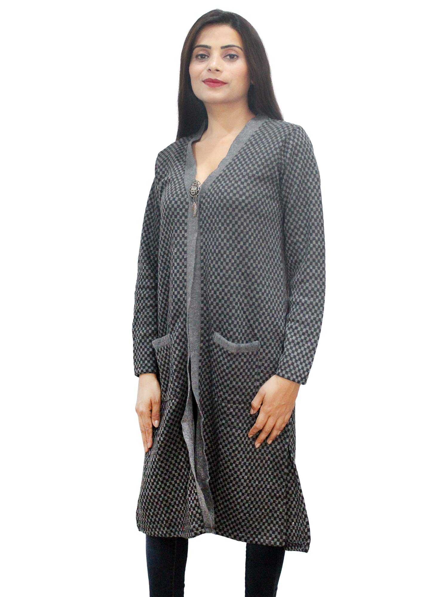hautemoda Women's Woollen Front Open Check Shrug for Winters-picture-27