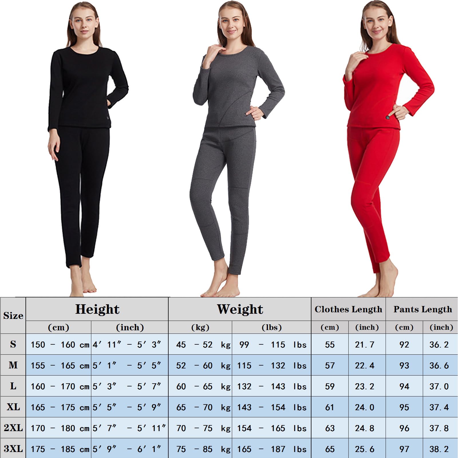 Set di Biancheria Intima Termica riscaldata elettricamente, Pantaloni e Top riscaldati da Viaggio da Donna, Set di Mutande Lunghe Foderate in Pile