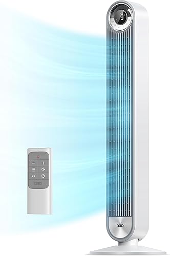 Dreo Ventilador de torre para dormitorio, ventilador de piso ultra silencioso de 9 velocidades CC mejorado, ventiladores oscilantes de 90 para