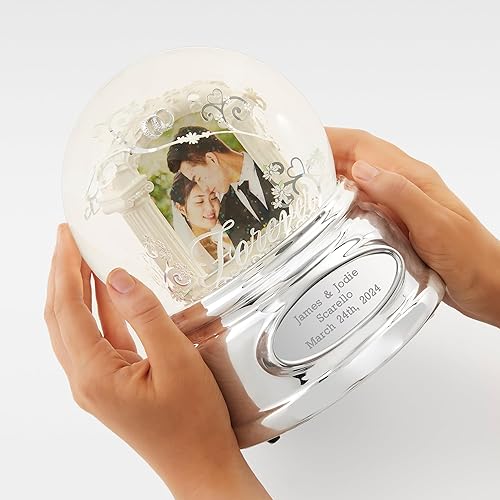 Miniatura 4 de THINGS REMEMBERED Globo de nieve musical grabado personalizado para siempre con foto de boda, reproduce música Canon de Pachelbel, añade imágenes,
