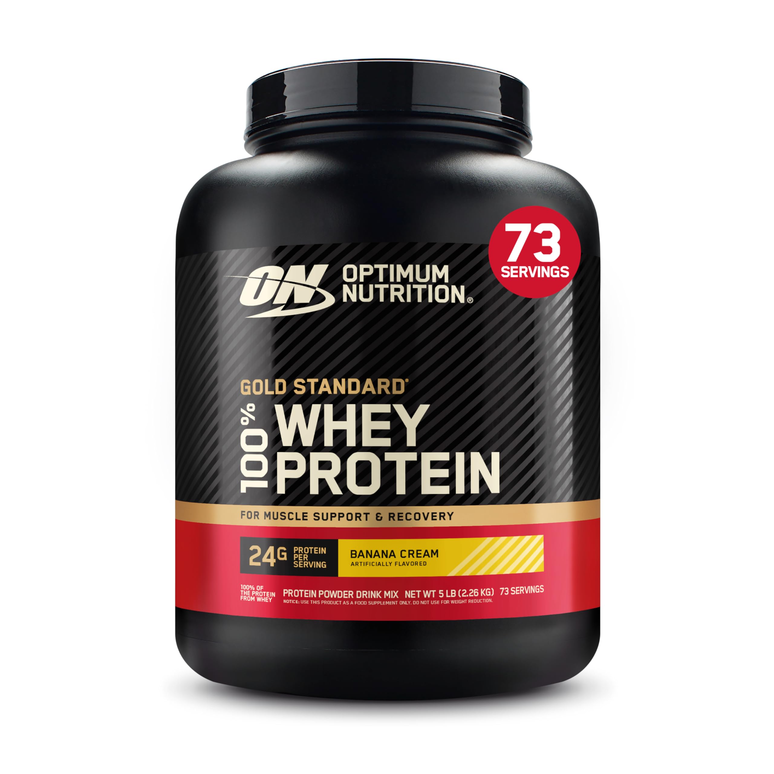 Optimum Nutrition Gold Standard 100% Whey Protein Powder, Banana Cream, 5 Pound (Packaging May Vary)