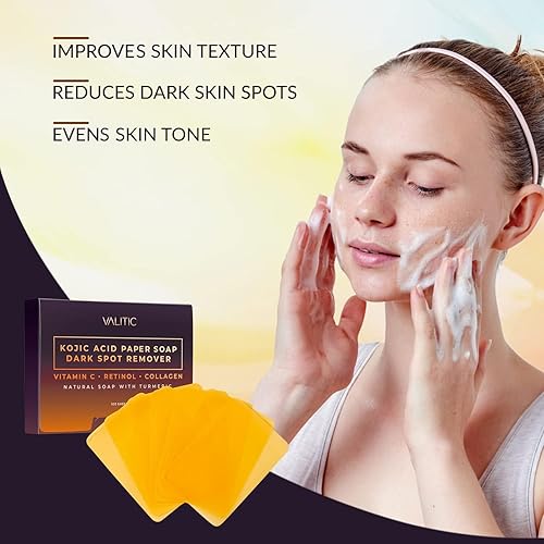 Miniatura 5 de VALITIC Kojic Acid - Jabón de papel para eliminar manchas oscuras, 100 hojas de jabón portátiles y disuelbles para viajes, con vitamina C, retinol,