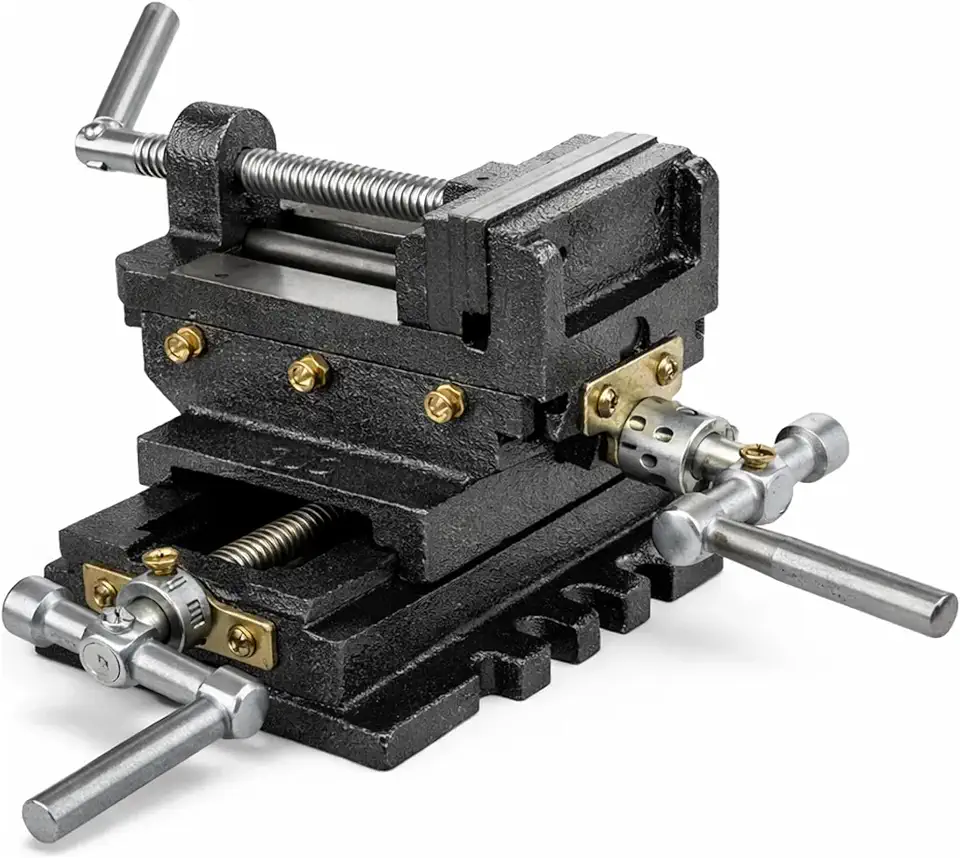 Morsa Coordenada Para Furadeira de Bancada 100mm Vollekz Base Fixa 4 Polegadas Ferro Fundido
