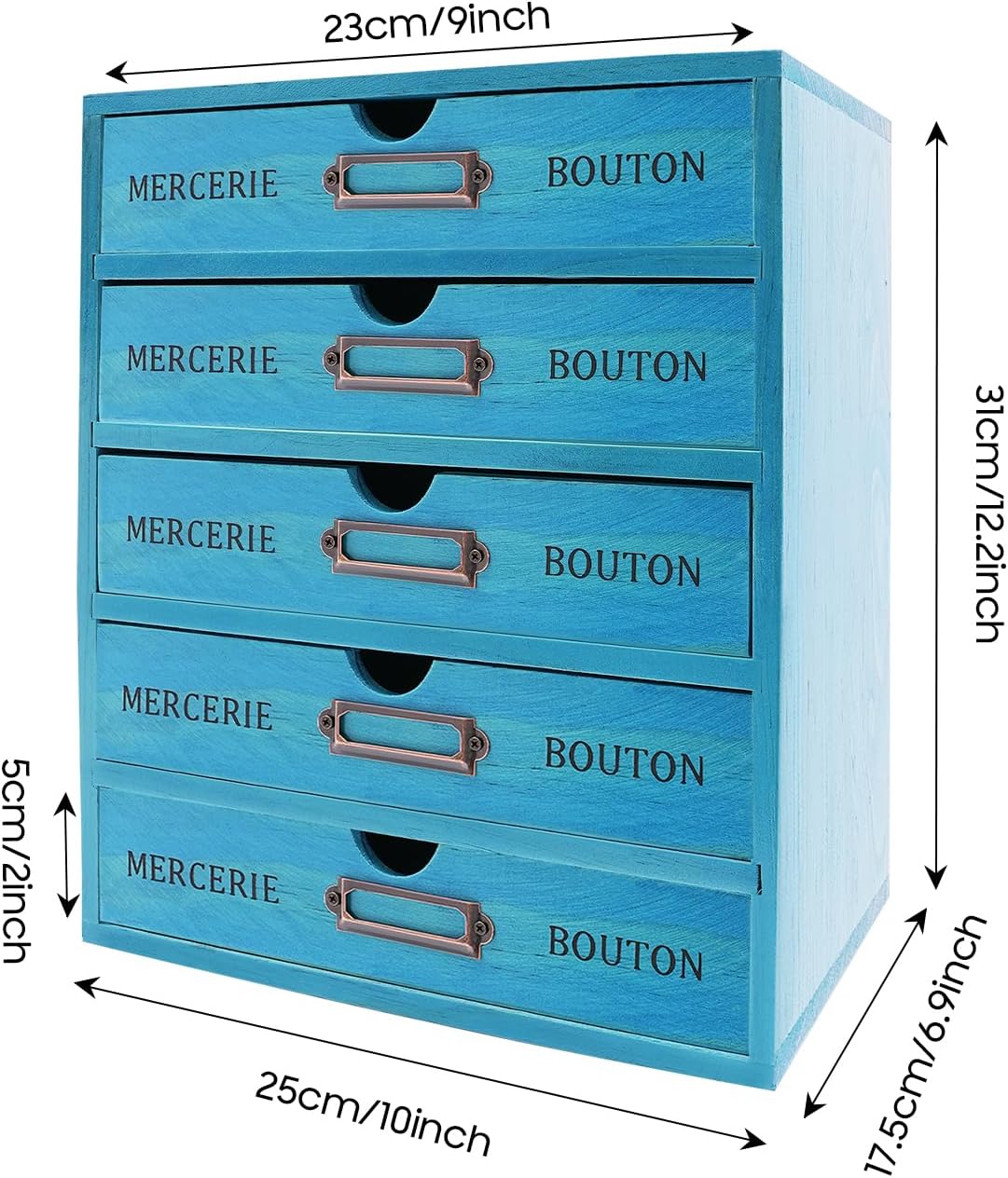 5-Drawer Wooden Desk Organizer Curio Cabinet, Desk Organizer Box Wooden Desktop Storage Cabinet w/Drawer, Multilevel Card Catalog Cabinet Craft Storage Drawers -5-Level File Drawer Unit