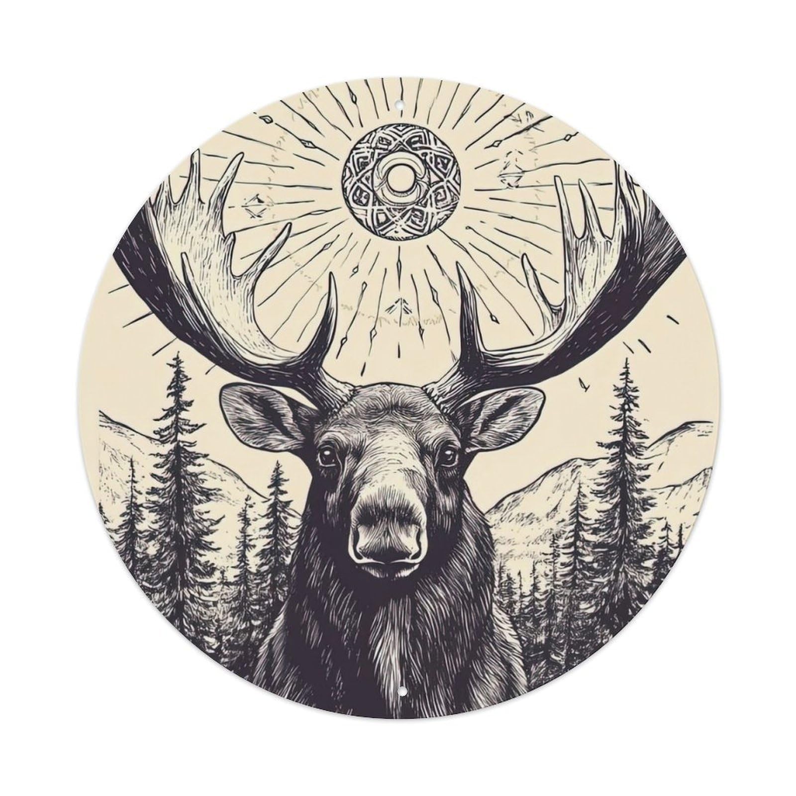 Vintage Animal Artwork Elk in The Forest Vintage Metal Tin Sign Plaque Wall Decor for Cafe, Club Bar, Office, Garden Metal Poster 8x8Inch