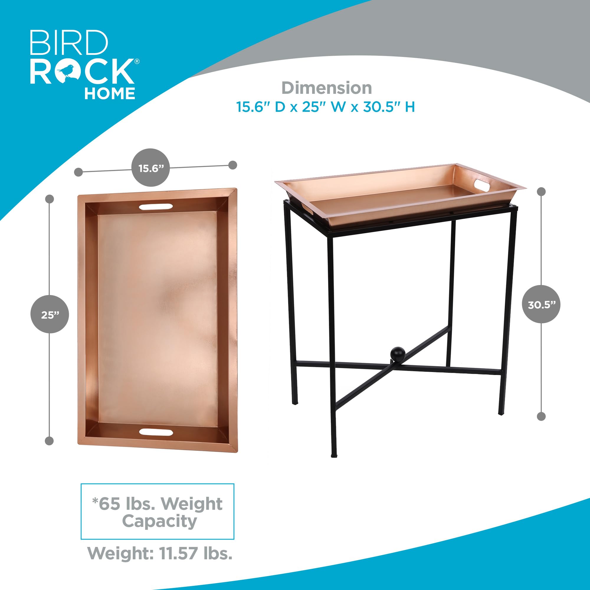 Amazon｜BIRDROCK HOME バトラートレイテーブル 取り外し可能なトップ