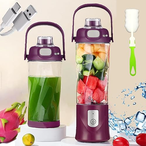 Miniatura 1 de Licuadora portátil para batidos y licuados, licuadoras de tamaño personal de 270 W, vaso de licuadora impermeable de 20 onzas con tapa de viaje,