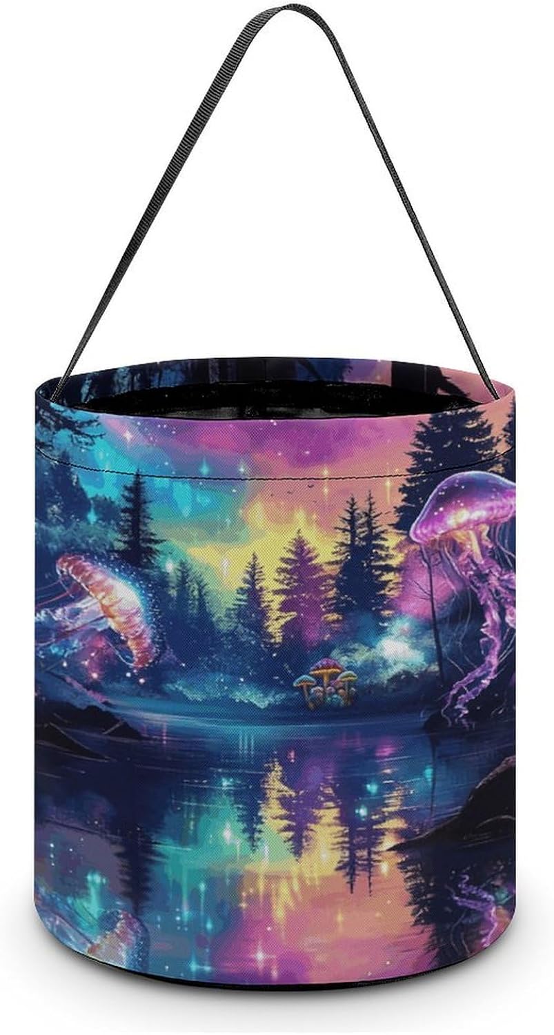 LZQPOEAS Nature Tree Forest Jellyfish Halloween Trick Or Treat Bucket