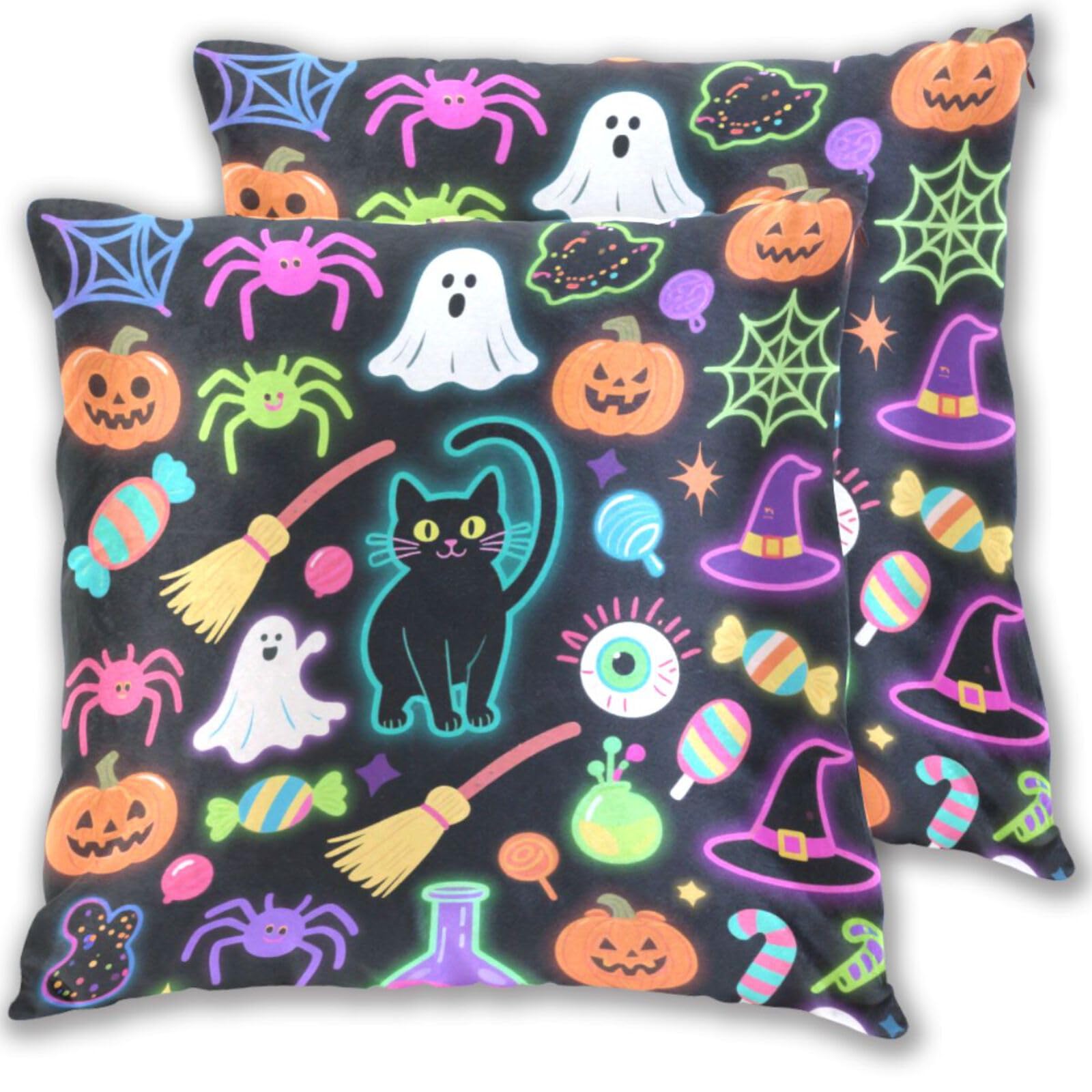 Housse de coussin citrouille Halloween fluorescente pour métamorphoser un lit triste