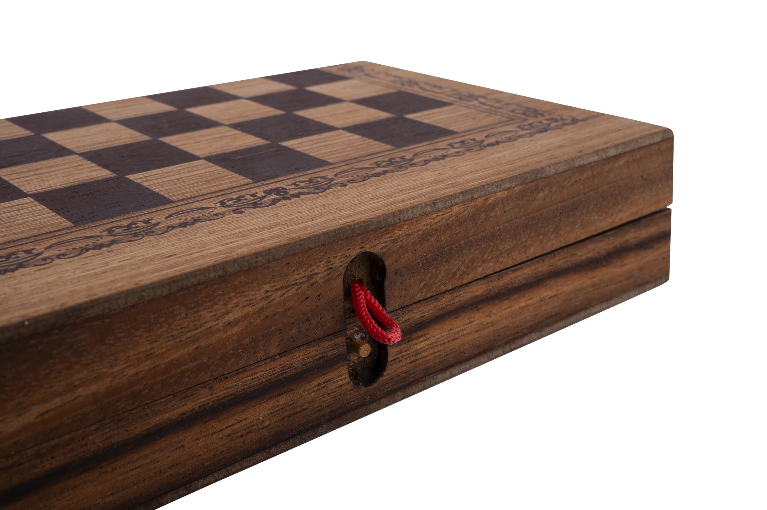 Echiquier en Bois Et Backgammon 2 en 1 - Coffret Pliable Acacia 26 Cm