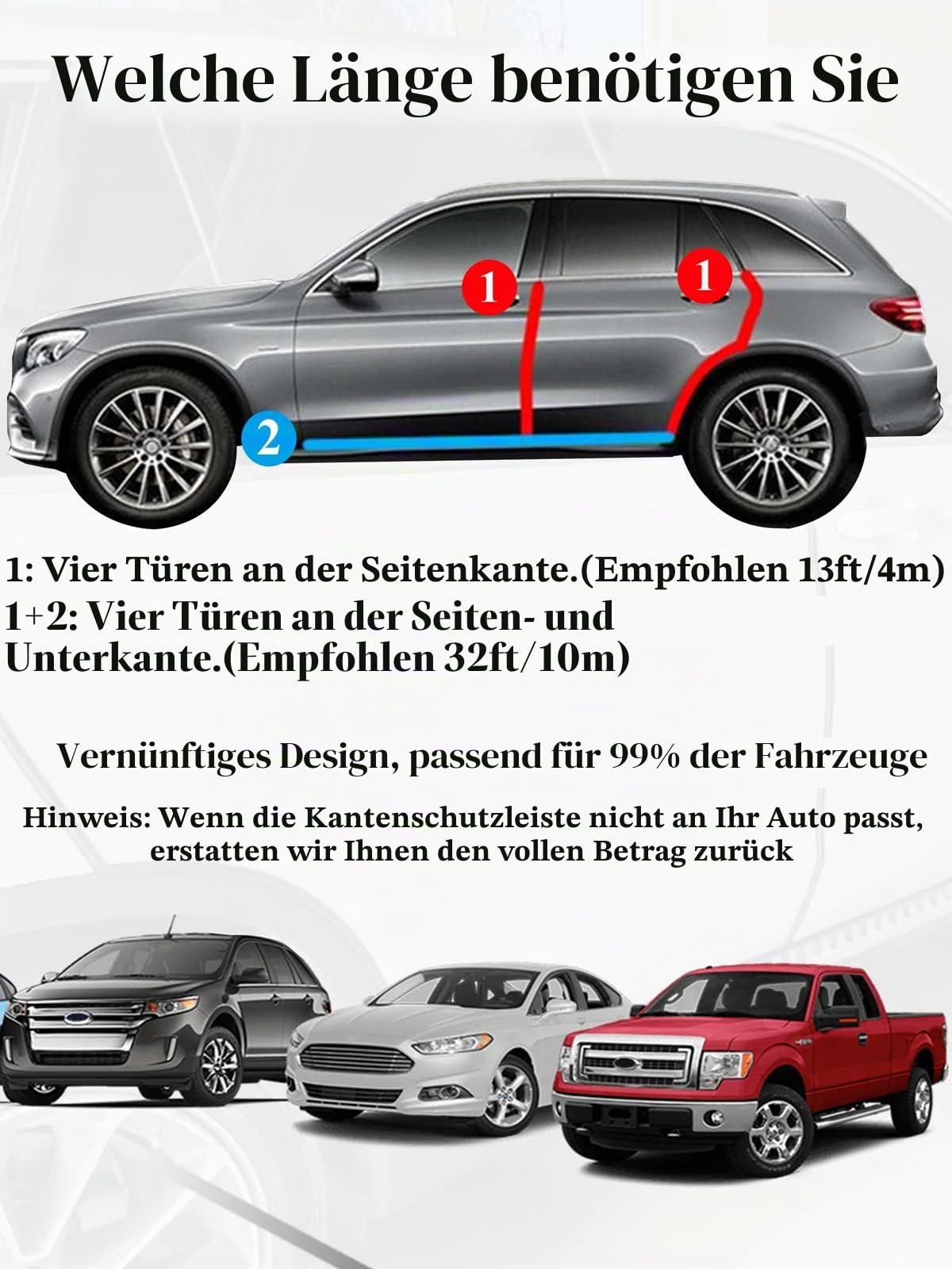 SYOAUTO 10M Autotür Kantenschutz Kein Kleber Kantenschutz Auto Universal Fit Schwarzer Bleche für Limousinen, LKW, SUV, ATV, UTV