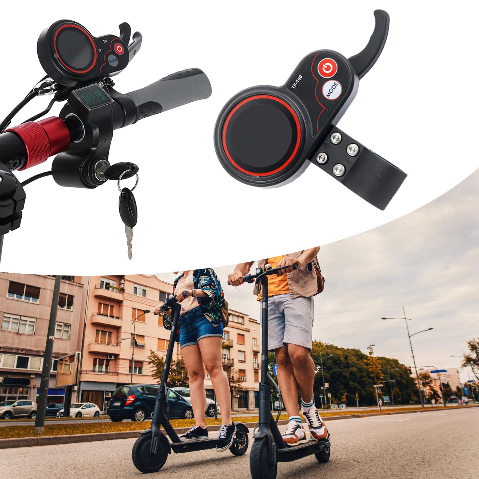 Monopattino elettrico pieghevole, coperture per impugnatura dell'acceleratore e regolatore di velocità del cruscotto, ricambi per migliorare la guida