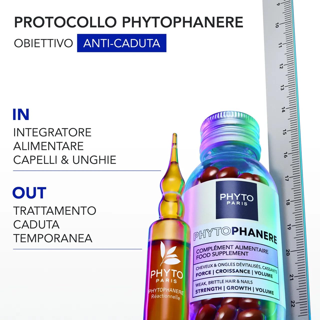 Phyto Paris - Phytophanere - Trattamento Anticaduta Capelli Temporanea - Stress, Post-Gravidanza, Cambiamenti Stagionali - Fiale 12x5ml