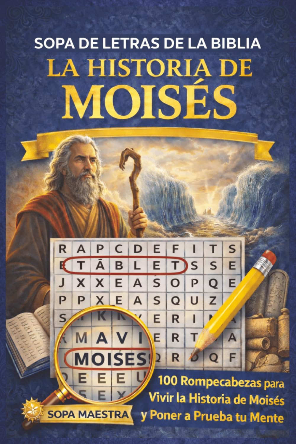 Sopa de Letras de la Biblia – La Historia de Moisés: 100 Rompecabezas de Búsqueda de Palabras para Vivir la Historia de Moisés y Poner a Prueba tu Mente