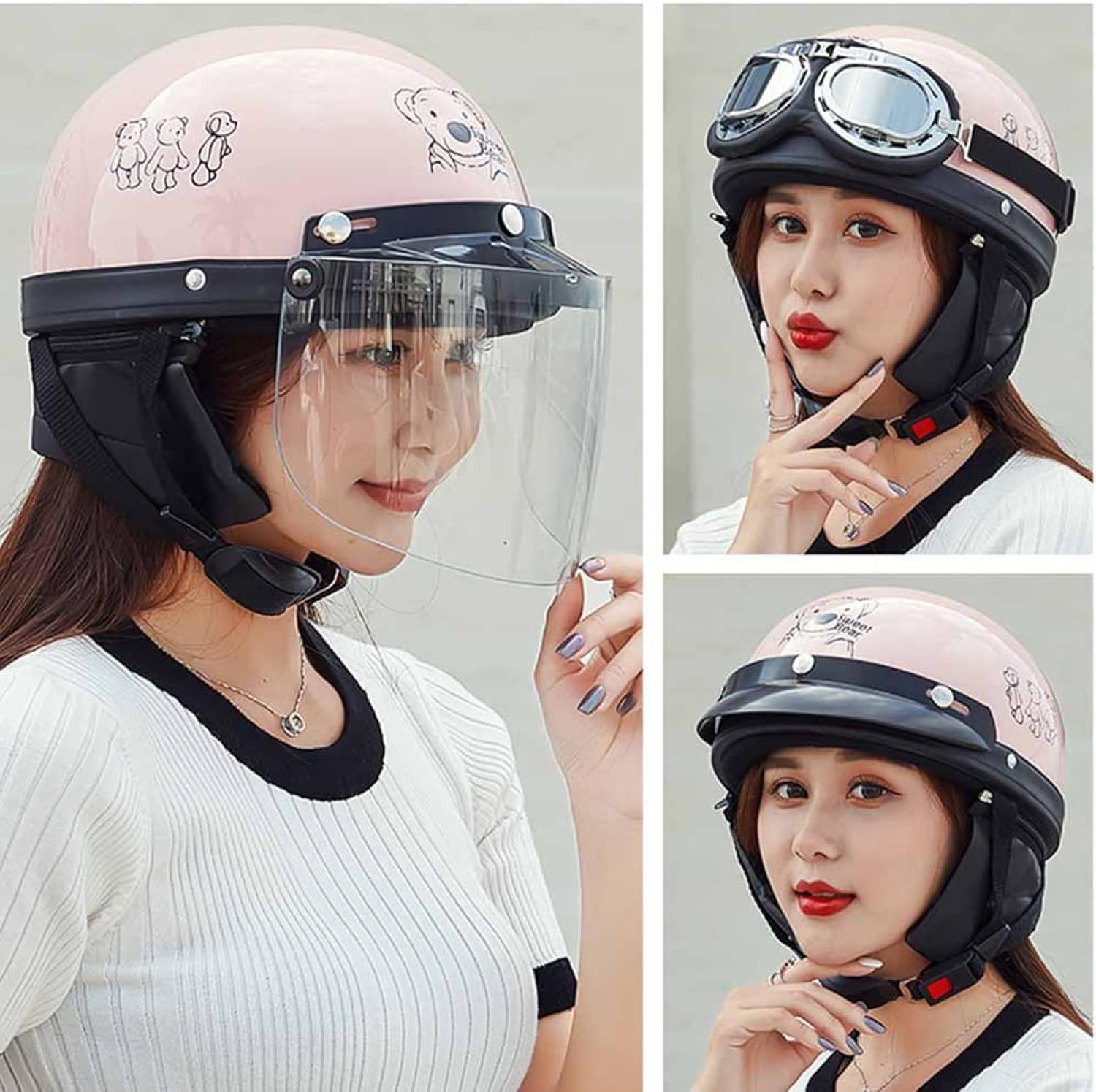 選択 ハレーヘルメット 原付 半帽 ゴールド付き スクーター バッテリカー かわいい スモール スムーズ 頭守る 軽い 通勤通学 図案 柄 オールシーズン 超軽量 おしゃれ ホワイト ピンク ブラック Movimientoconsolacion Com