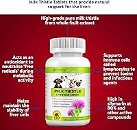 Vista 4 de Cardo mariano para perros 180 tabletas masticables Suplemento de apoyo para el hígado canino y el riñón para perros Desintoxicación Suplemento