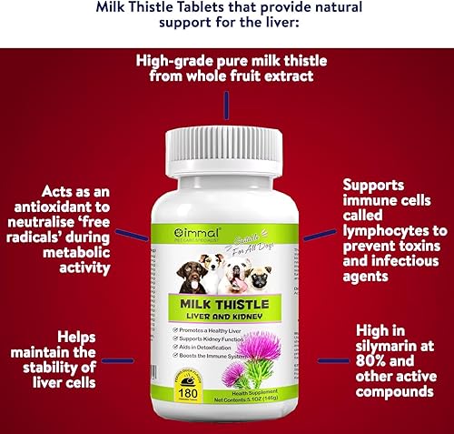 Miniatura 4 de Cardo mariano para perros  180 tabletas masticables  Suplemento de apoyo para el hígado canino y el riñón para perros  Desintoxicación  Suplemento