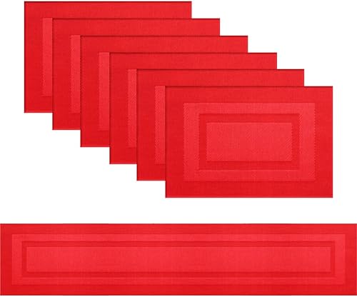 Miniatura 220 de PIGCHCY Juego de 6 manteles individuales beige de vinilo PVC duraderos para mesa de comedor, manteles individuales resistentes al calor, Beige -