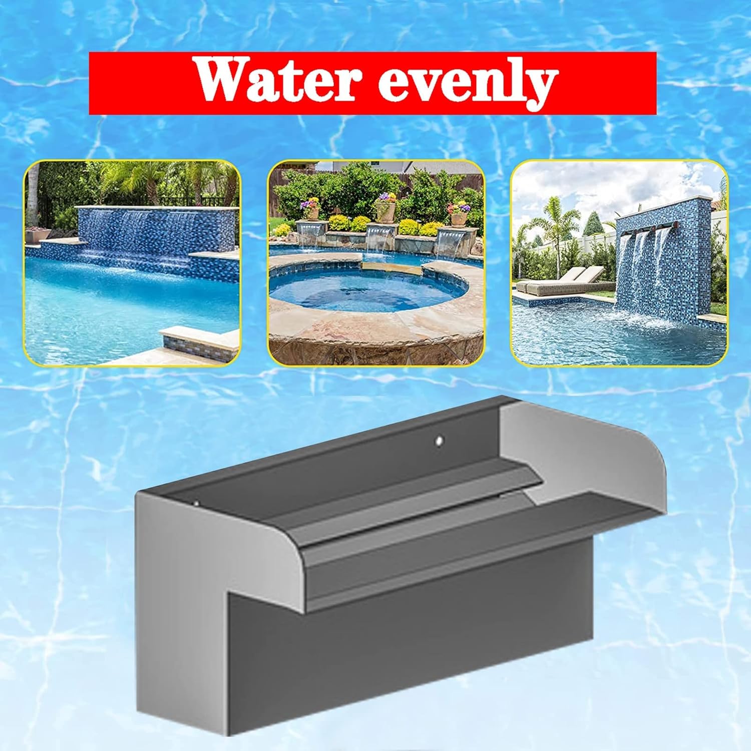 Waterfall Water Feature for Garden, Pond Pumps for Waterfall, Stainless Steel Waterfall Blade 30/40/50/60cm, Outdoor Cascading Water Fountain for Garden, Patio Decor(Color:not filterable,Size:40cm)