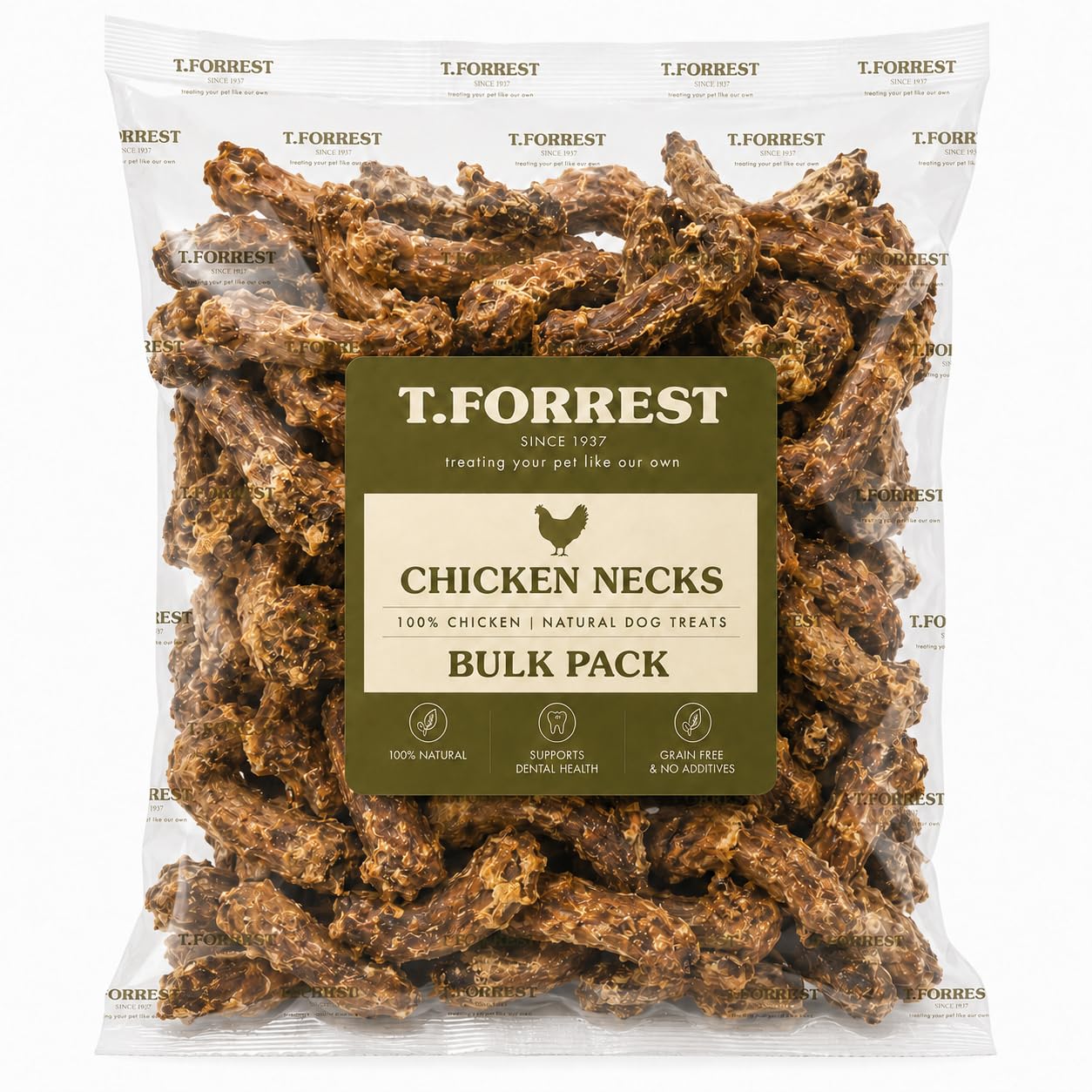 T.Forrest Air-Dried Chicken Necks for Dogs 2kg - 100% Natural, High Protein, Grain Free, Long Lasting Dog Treats