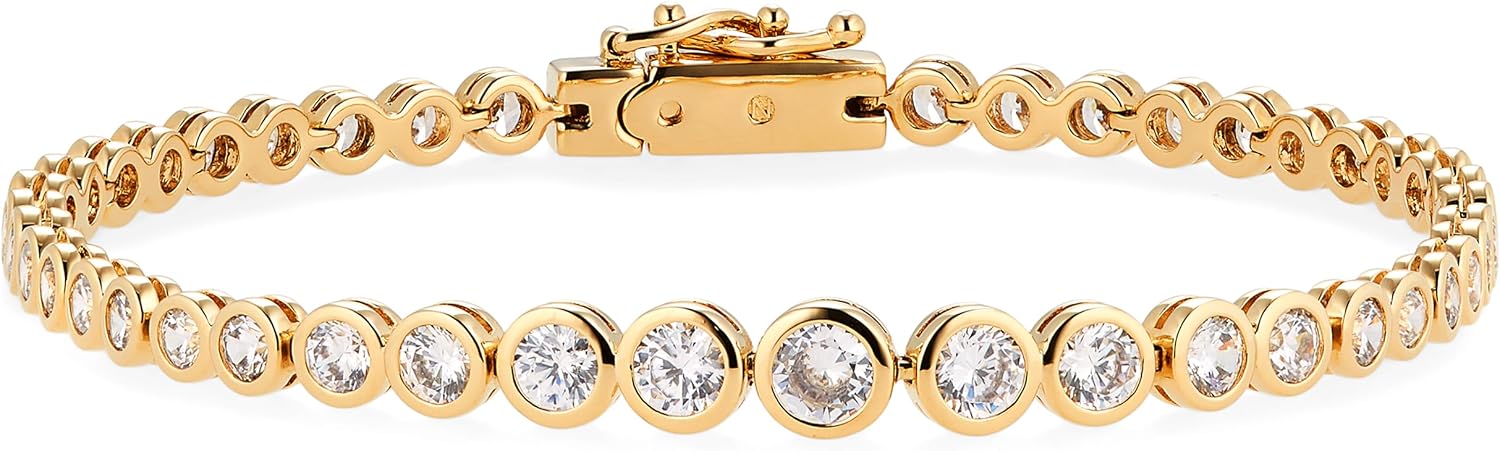NADRI Tennis Bracelet – Gold Plated Jordan RD Tennis Bracelet with Brilliant-Cut Cubic Zirconia Stones, Tennis Bracelets For Women, Bridal Jewelry